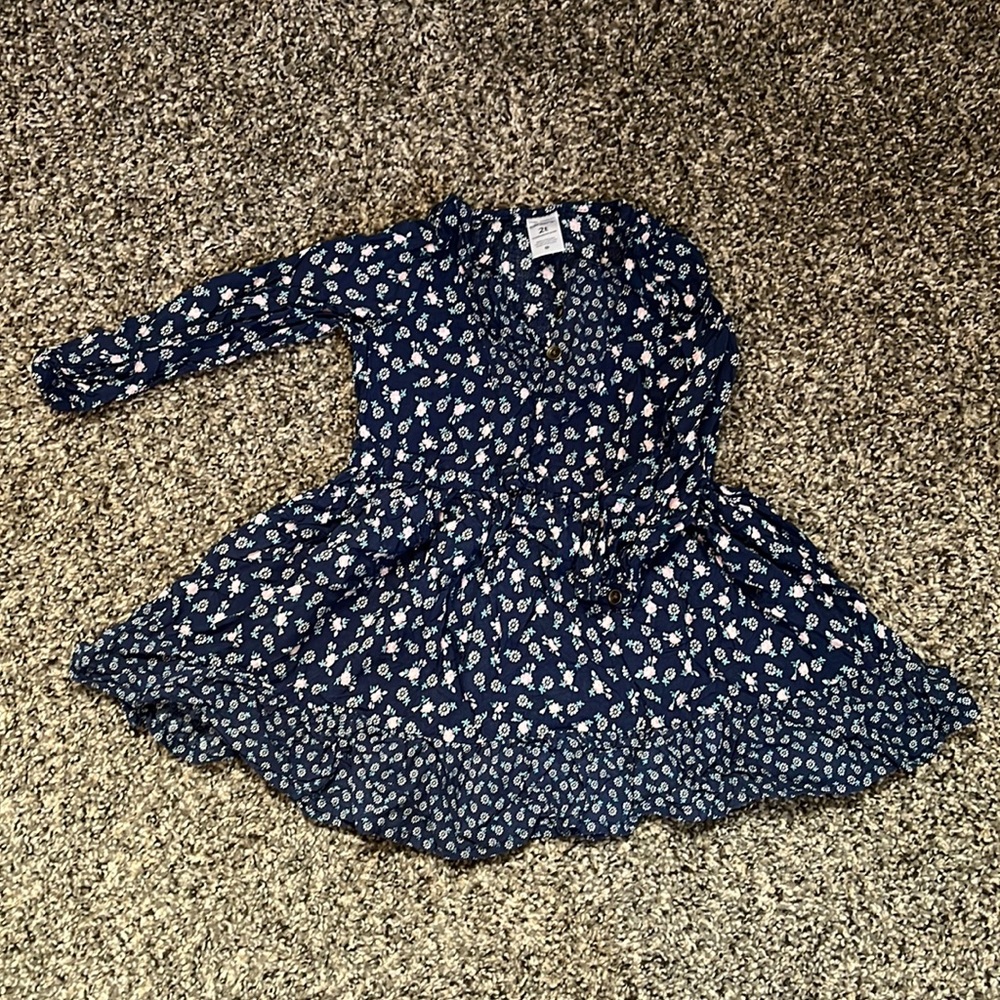 LIKE NEW-Carter’s navy blue dress with flowers size 2T